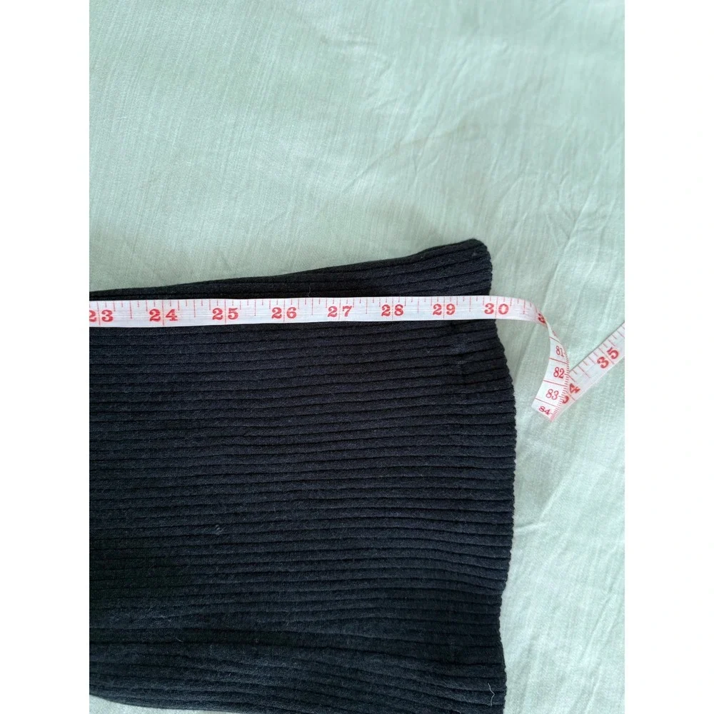 ALO Yoga Denim Knit High Waist Flare Pants Black XS Y2K Foldover Yoga Athleisure